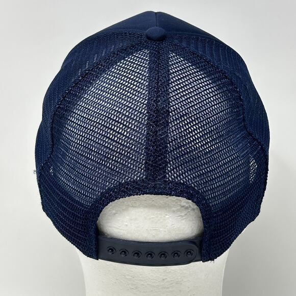 Vintage 80s US Navy Trucker Hat Cap USN Wings Anchors Military Snapback Blue - Picture 3 of 10